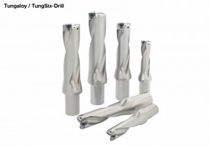 Worlds first indexable drill with double sided inserts